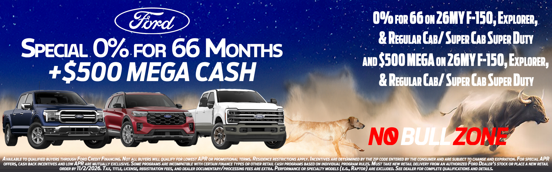Special 0% for 66 months +$500 Mega cash